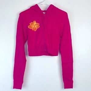 ASOS Collusion Pink Crop Knit Zip Up Hoodie